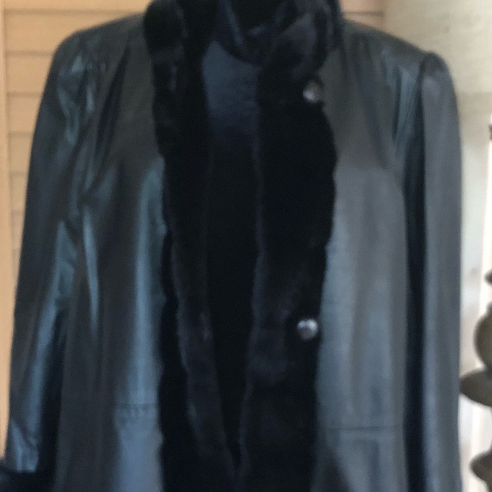 Faux Leather Faux Fur Coat” Reversible”